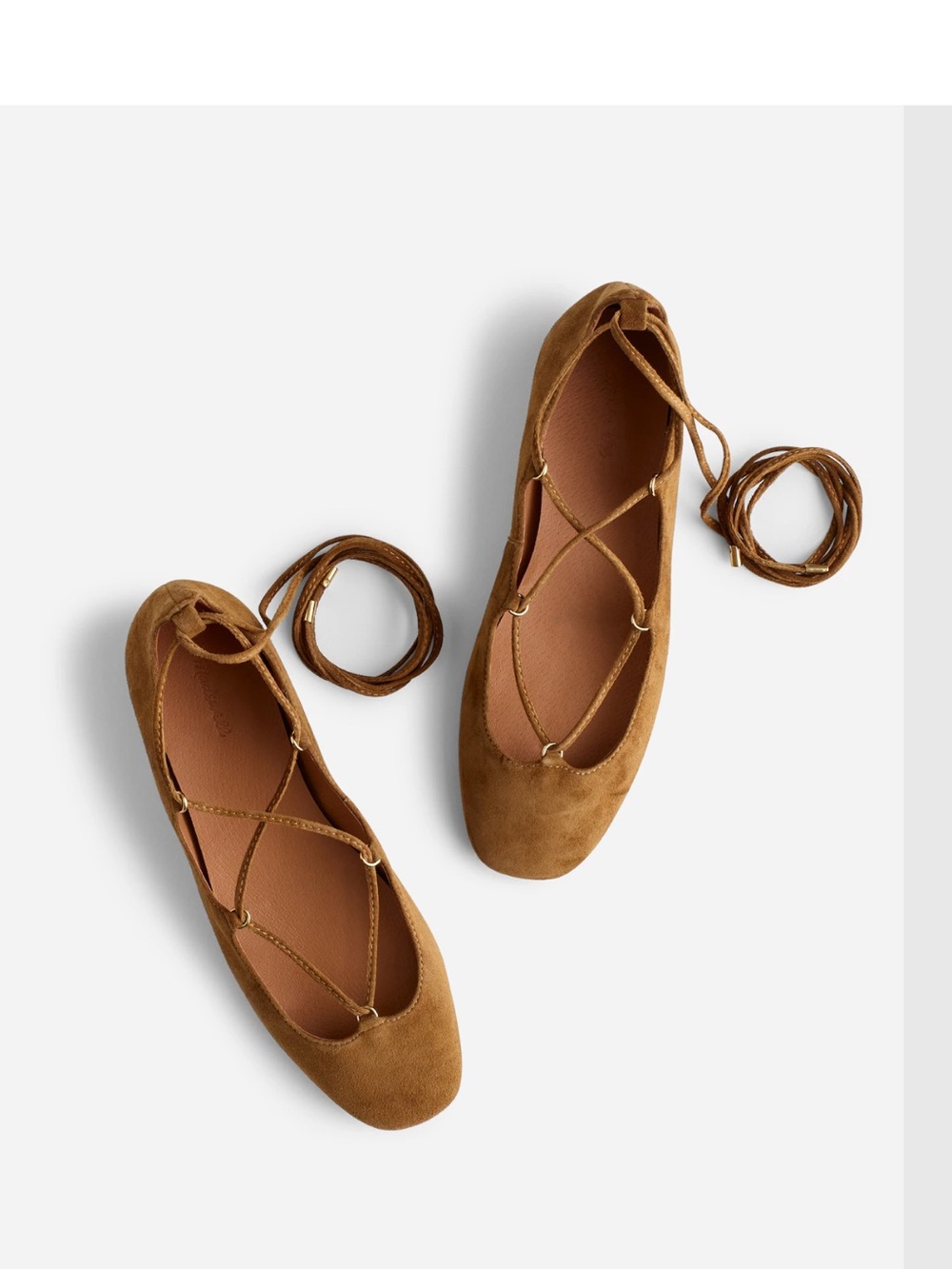 Madewell Suede Lace-Up Ballet Flat in Cognac - Picture 2 of 2